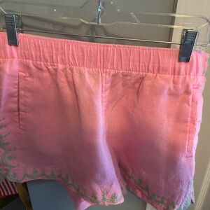 Lilly Pulitzer Pink High Waist Shorts with Green Trim